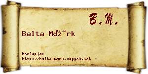 Balta Márk névjegykártya